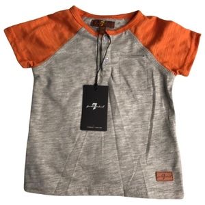 7 FOR ALL MANKIND Orange/Gray T-Shirt w Pocket 12M